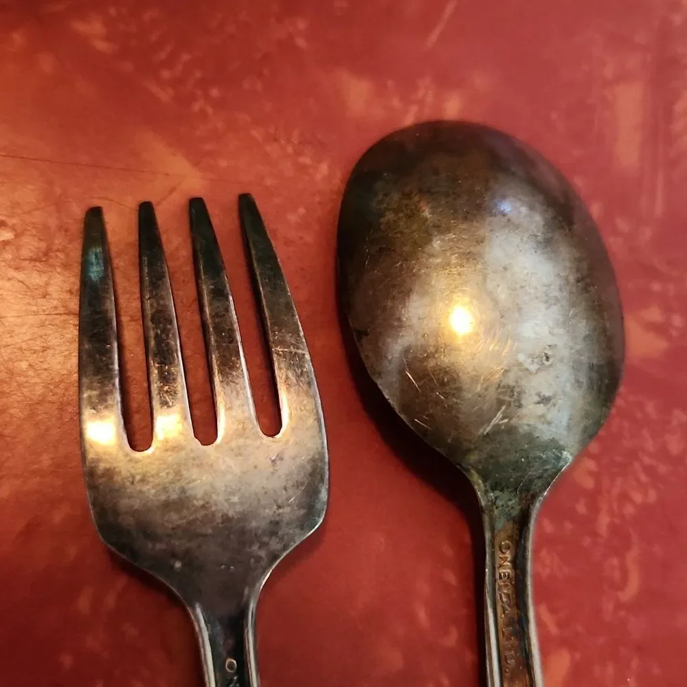 Vintage Oneida Toddler Metal Fork and Spoon Set